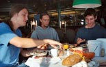 Mike, Day and Stelios taking advantage of the all you can eat breakfast buffet as they enjoy the serene beauty of the many islands we pass as we approach Helsinki Finland.